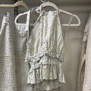 Sea NY Blaire blue eyelet halter top